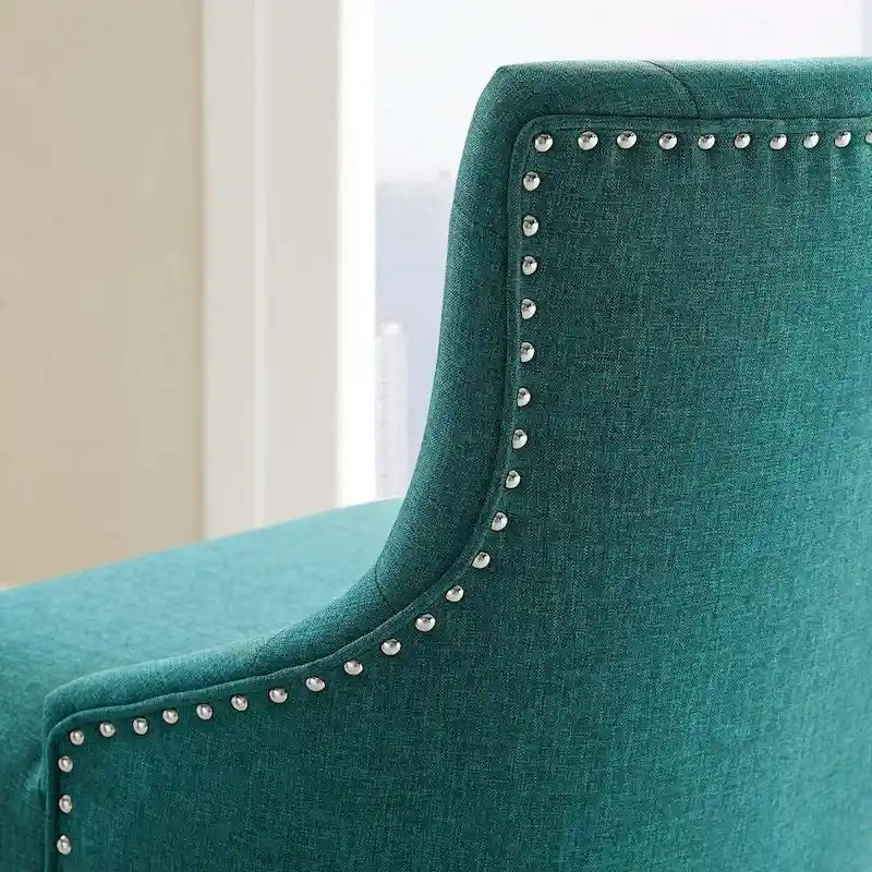 Tufted Swivel Office Chair – Beige / Teal / Azure / Grey | Fabric | Single