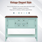 Vintage Console Table with Drawers and Cabinets, Retro Sofa Table for Entryway, Living Room and Hallway