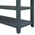 50L Retro Design Console Table with Two Open Shelves, Pine Solid Wood Frame and Legs