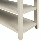50L Retro Design Console Table with Two Open Shelves, Pine Solid Wood Frame and Legs