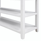 50L Retro Design Console Table with Two Open Shelves, Pine Solid Wood Frame and Legs