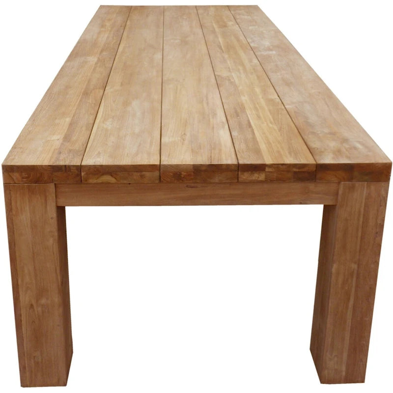 Brown Rectangular Dining Table, Natural Teak, Seats 8-10, 102 Inch
