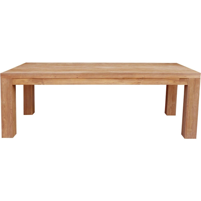 Brown Rectangular Dining Table, Natural Teak, Seats 8-10, 102 Inch