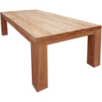 Brown Rectangular Dining Table, Natural Teak, Seats 8-10, 102 Inch