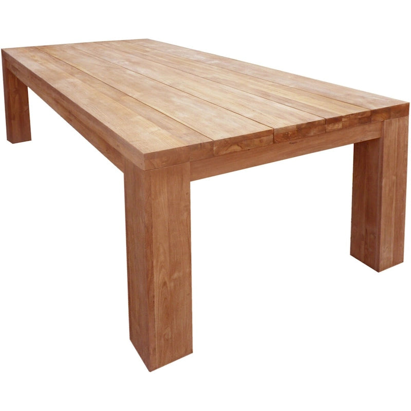 Brown Rectangular Dining Table, Natural Teak, Seats 8-10, 102 Inch