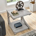 Unique Coffee Table, Solid Wood 23.8 Inch Modern Coffee Table Center Table With Storage, Solid Wood Special Shape Coffee Table