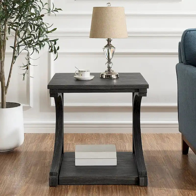 Unique Coffee Table, Solid Wood 23.8 Inch Modern Coffee Table Center Table With Storage, Solid Wood Special Shape Coffee Table