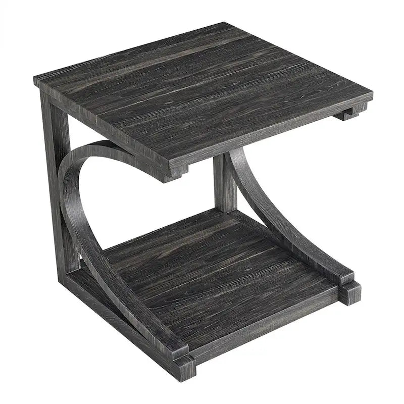 Unique Coffee Table, Solid Wood 23.8 Inch Modern Coffee Table Center Table With Storage, Solid Wood Special Shape Coffee Table