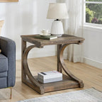 Unique Coffee Table, Solid Wood 23.8 Inch Modern Coffee Table Center Table With Storage, Solid Wood Special Shape Coffee Table