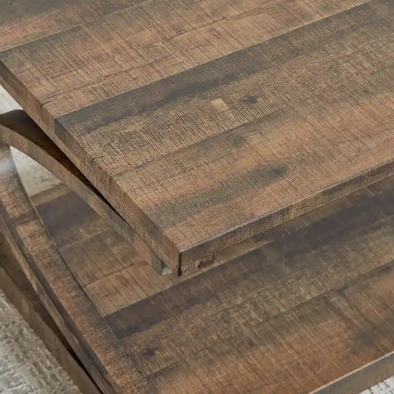 Unique Coffee Table, Solid Wood 23.8 Inch Modern Coffee Table Center Table With Storage, Solid Wood Special Shape Coffee Table