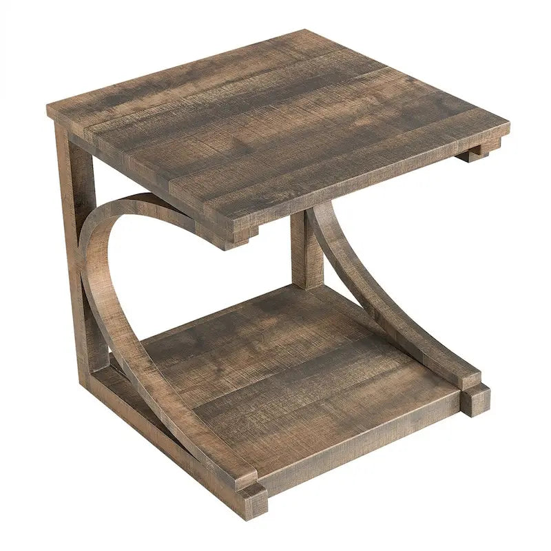 Unique Coffee Table, Solid Wood 23.8 Inch Modern Coffee Table Center Table With Storage, Solid Wood Special Shape Coffee Table