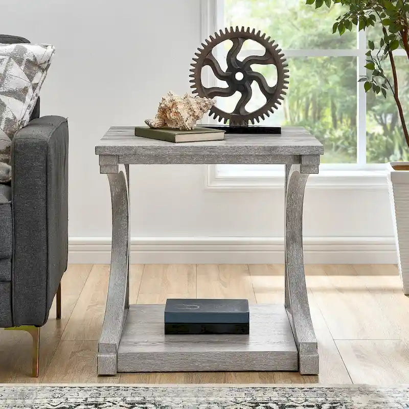 Unique Coffee Table, Solid Wood 23.8 Inch Modern Coffee Table Center Table With Storage, Solid Wood Special Shape Coffee Table